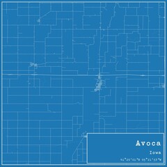Blueprint US city map of Avoca, Iowa.
