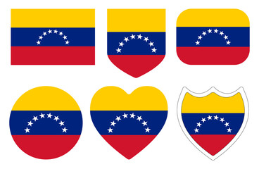 Flag of Venezuela in design shape set.. Venezuela flag in design shape set.