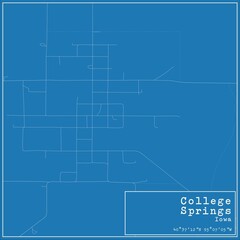 Blueprint US city map of College Springs, Iowa.