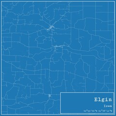 Blueprint US city map of Elgin, Iowa.