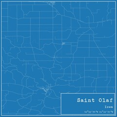 Blueprint US city map of Saint Olaf, Iowa.
