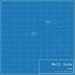 Blueprint US city map of Wall Lake, Iowa.