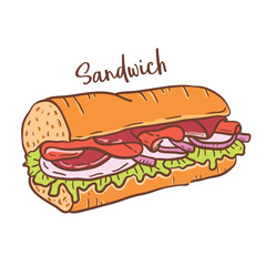 Sandwich hand drawn vector illustrations