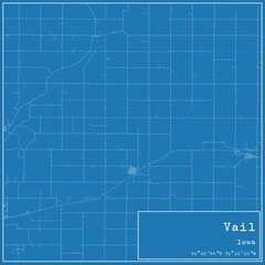Blueprint US city map of Vail, Iowa.
