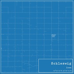 Blueprint US city map of Schleswig, Iowa.