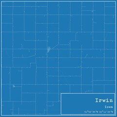 Blueprint US city map of Irwin, Iowa.