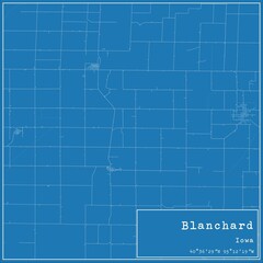 Blueprint US city map of Blanchard, Iowa.