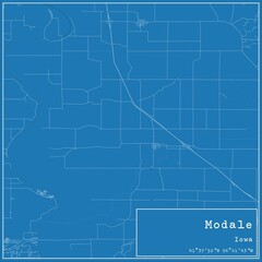 Blueprint US city map of Modale, Iowa.