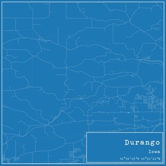 Blueprint US city map of Durango, Iowa.