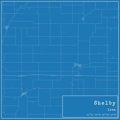 Blueprint US city map of Shelby, Iowa.