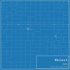 Blueprint US city map of Walnut, Iowa.