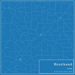 Blueprint US city map of Moorhead, Iowa.