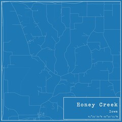 Obraz premium Blueprint US city map of Honey Creek, Iowa.