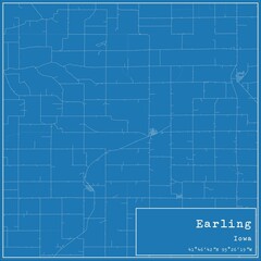 Blueprint US city map of Earling, Iowa.