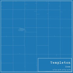 Blueprint US city map of Templeton, Iowa.