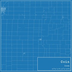 Blueprint US city map of Coin, Iowa.