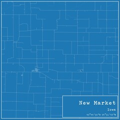 Blueprint US city map of New Market, Iowa.