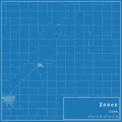 Blueprint US city map of Essex, Iowa.