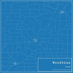 Blueprint US city map of Woodbine, Iowa.