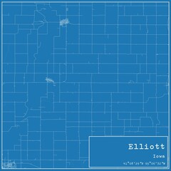 Blueprint US city map of Elliott, Iowa.