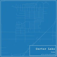 Blueprint US city map of Carter Lake, Iowa.