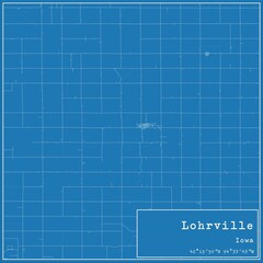 Blueprint US city map of Lohrville, Iowa.