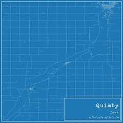Blueprint US city map of Quimby, Iowa.