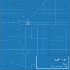 Blueprint US city map of Moville, Iowa.