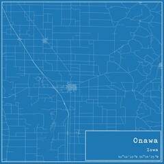 Blueprint US city map of Onawa, Iowa.