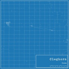 Blueprint US city map of Cleghorn, Iowa.