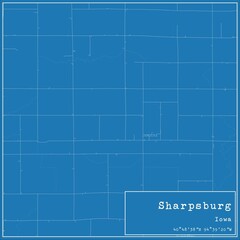 Blueprint US city map of Sharpsburg, Iowa.