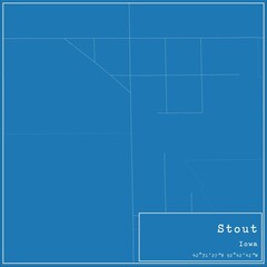 Blueprint US city map of Stout, Iowa.