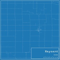 Blueprint US city map of Maynard, Iowa.