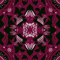 Fototapeta na wymiar Seamless pattern retro vintage style 90 boho batik pattern tribal ethnic seamless