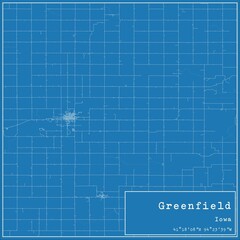 Blueprint US city map of Greenfield, Iowa.