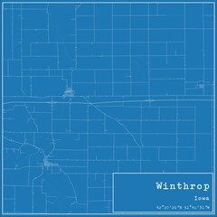 Obraz premium Blueprint US city map of Winthrop, Iowa.