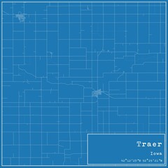 Blueprint US city map of Traer, Iowa.