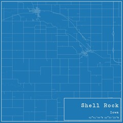 Blueprint US city map of Shell Rock, Iowa.