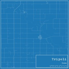 Blueprint US city map of Tripoli, Iowa.