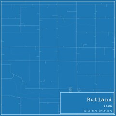 Blueprint US city map of Rutland, Iowa.