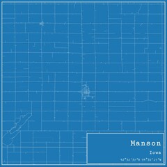 Blueprint US city map of Manson, Iowa.