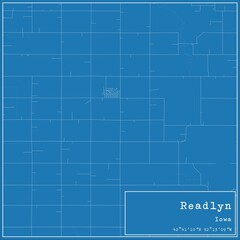 Blueprint US city map of Readlyn, Iowa.