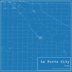 Blueprint US city map of La Porte City, Iowa.