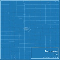 Blueprint US city map of Laurens, Iowa.