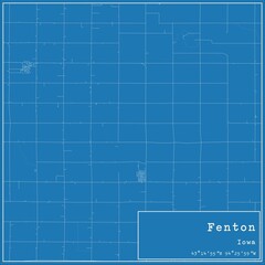 Blueprint US city map of Fenton, Iowa.