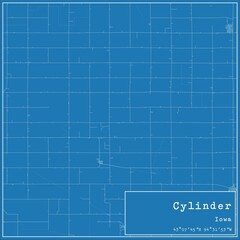 Blueprint US city map of Cylinder, Iowa.