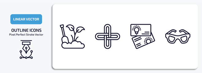 other outline icons set. other thin line icons pack included garden work, interlock, idea business card, vintage eyeglasses vector.
