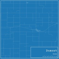 Blueprint US city map of Dumont, Iowa.