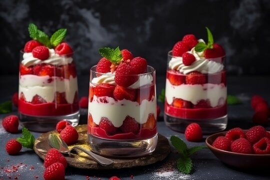yogurt with strawberries. 