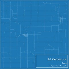 Fototapeta premium Blueprint US city map of Livermore, Iowa.